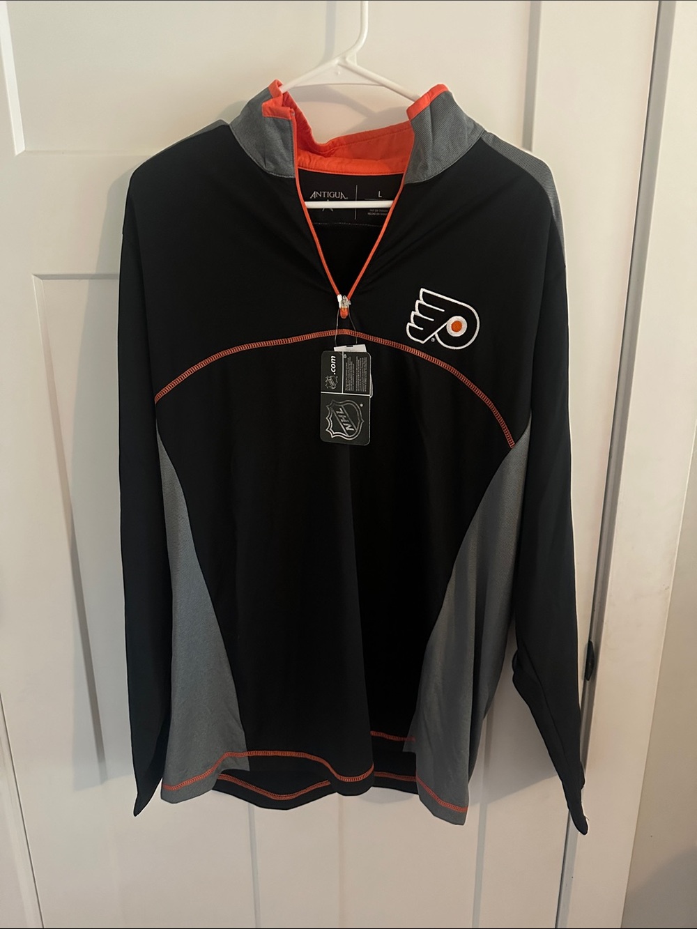 NHL Philadelphia Flyers Black, Gray & Orange Quarter-Zip Pullover